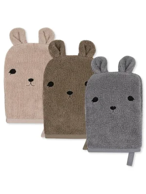 Lot de 3 gants de toilette animal - konges slojd